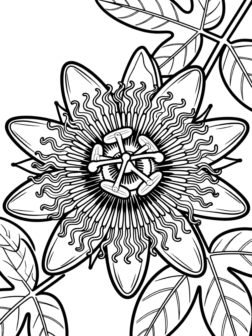 A close-up of passion flower's intricate parts