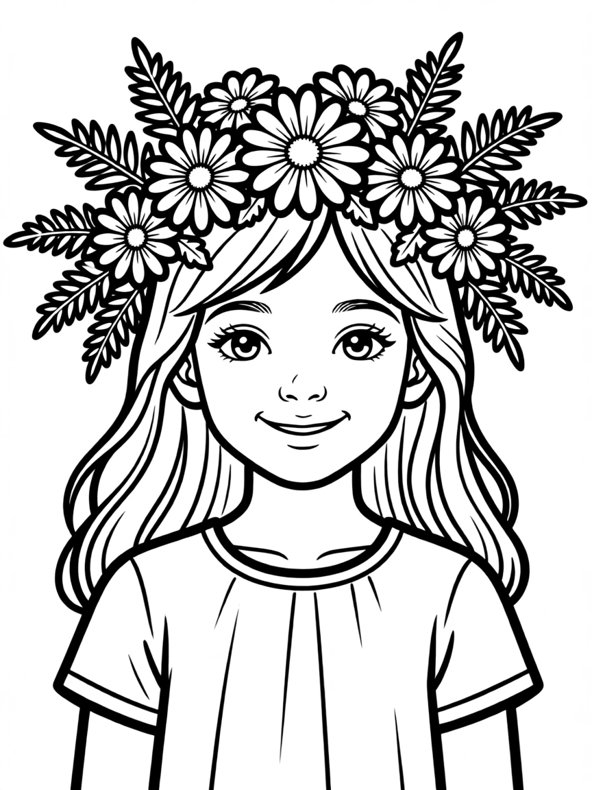 A flower crown made of daisies and ferns