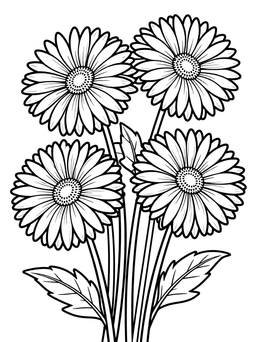 Gerbera daisies with their perfect circular blooms