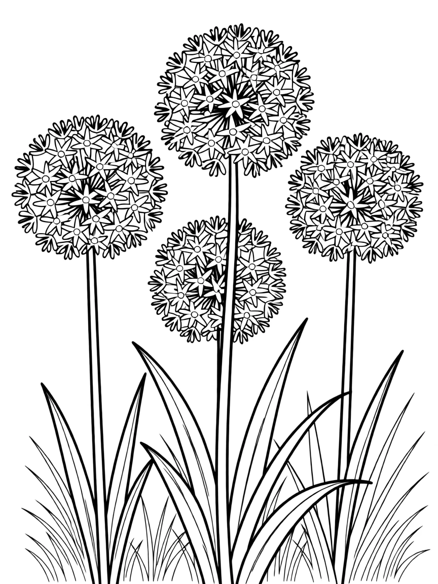 Decorative allium flowers with their spherical shape