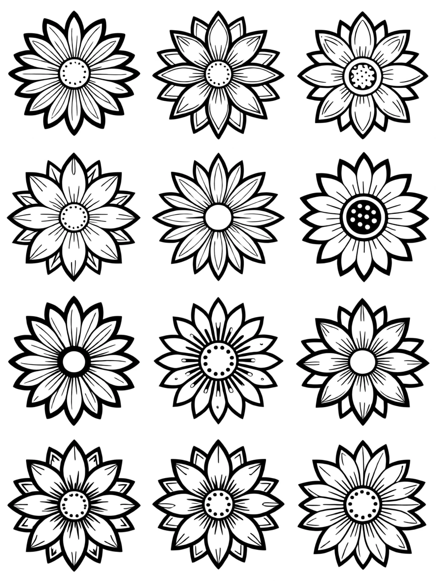 Detailed flower mandalas in circular arrangements
