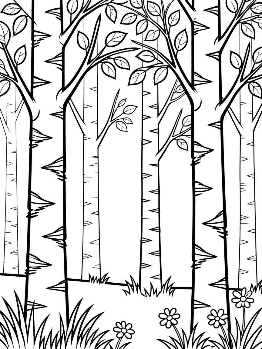 Birch trees with their distinctive peeling bark