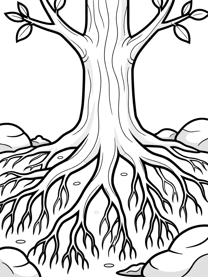 A detailed illustration of tree root systems