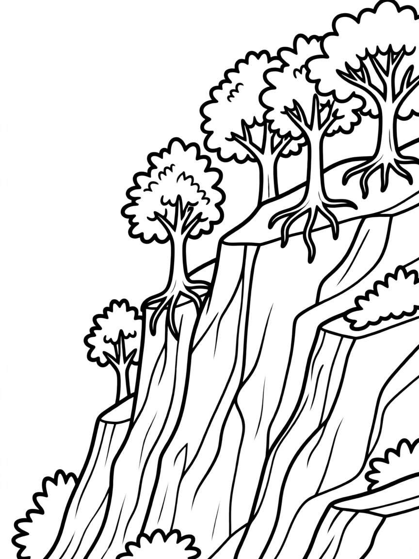 Trees growing on a cliff face