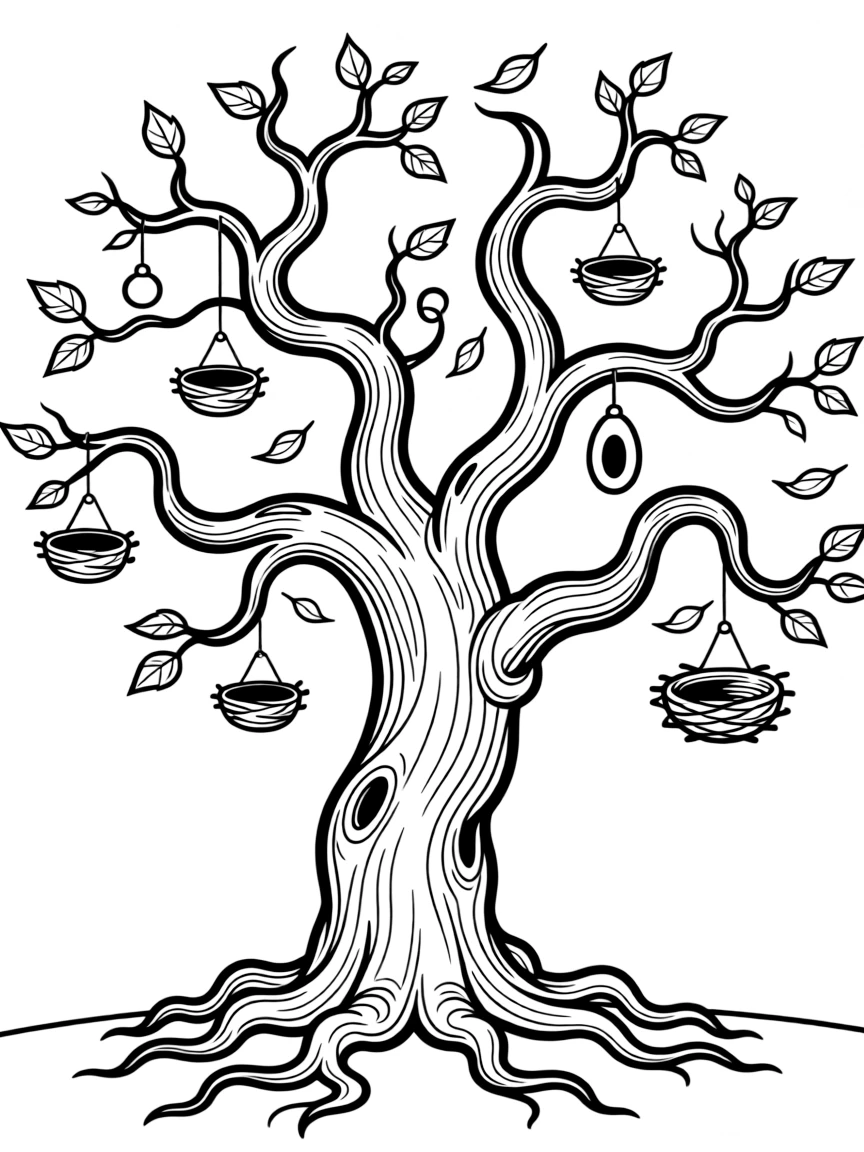 A haunted-looking tree with twisted branches