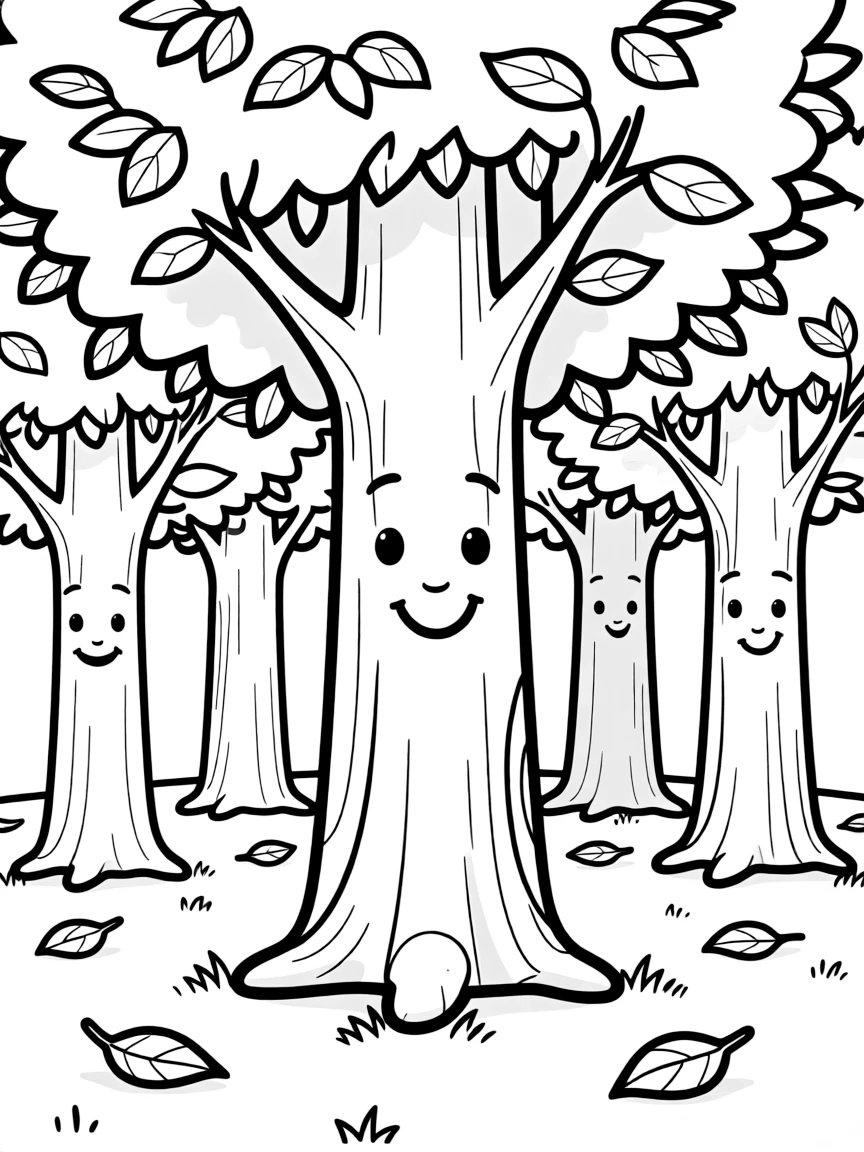 Trees with faces hidden in their bark