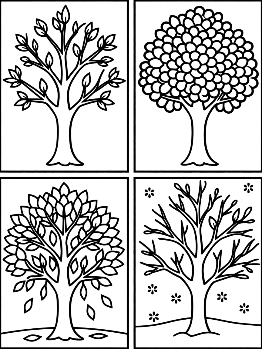 A seasonal progression of a single tree