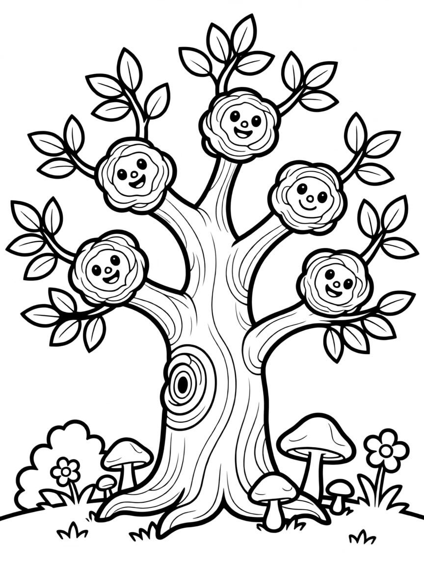 Detailed tree knots and burls with faces