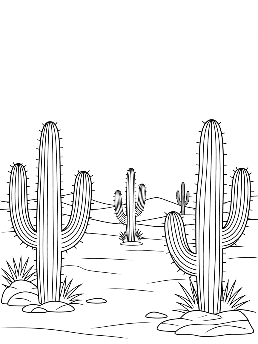 Cactus "trees" in a desert landscape