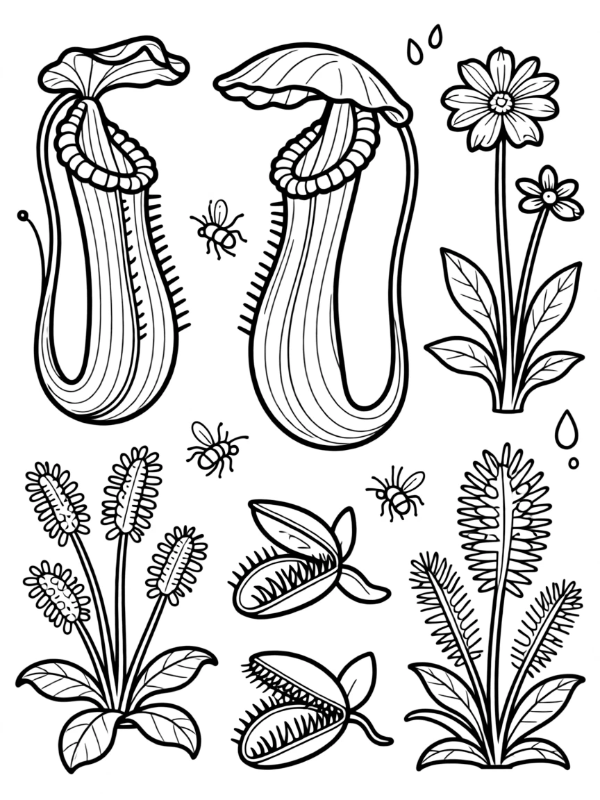 Carnivorous plants with detailed trapping mechanisms