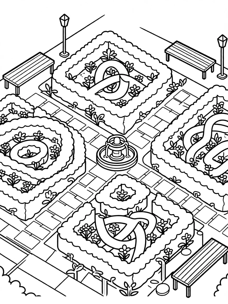 A medieval knot garden with geometric patterns