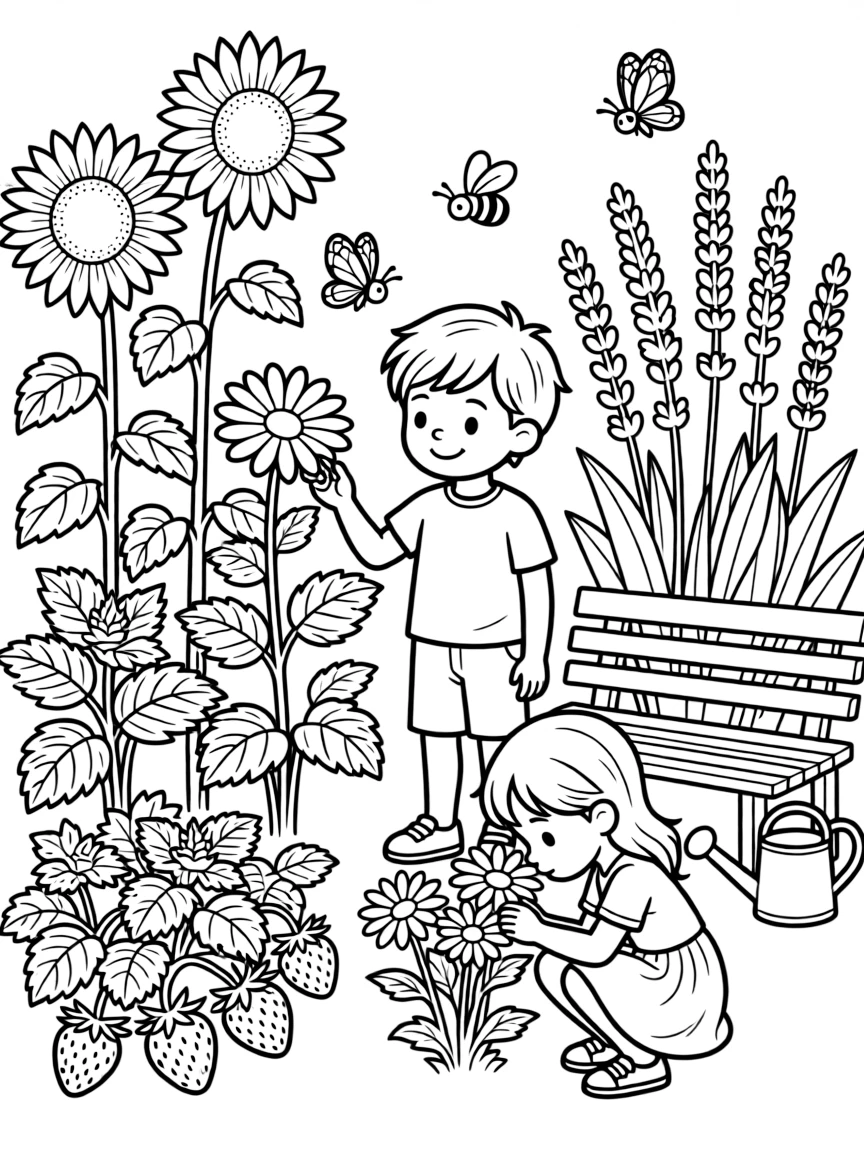 A children's garden with plants that appeal to senses