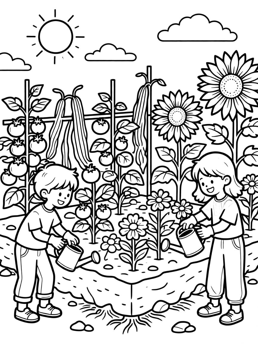 A permaculture garden with companion plants