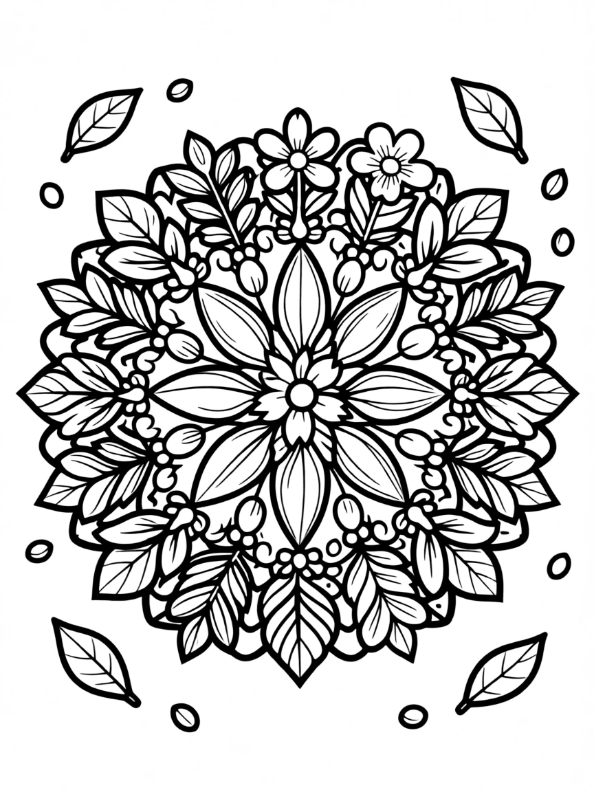 Plant mandalas made from seeds, leaves and flowers