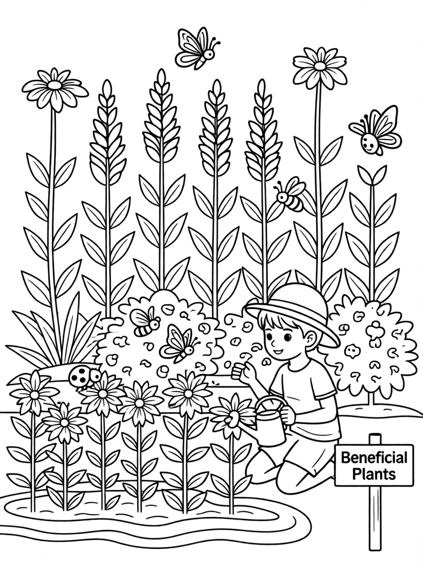 A garden design showing plants for beneficial insects
