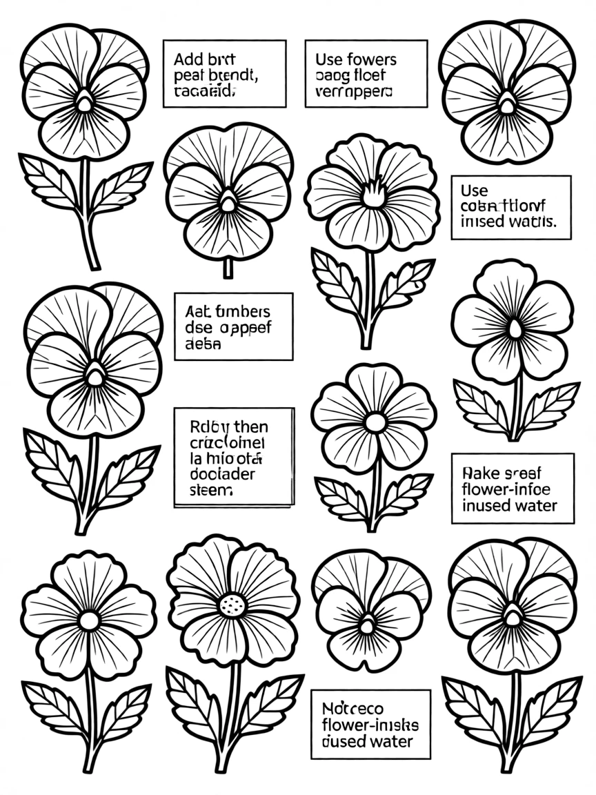 Close-up of edible flowers with recipe ideas