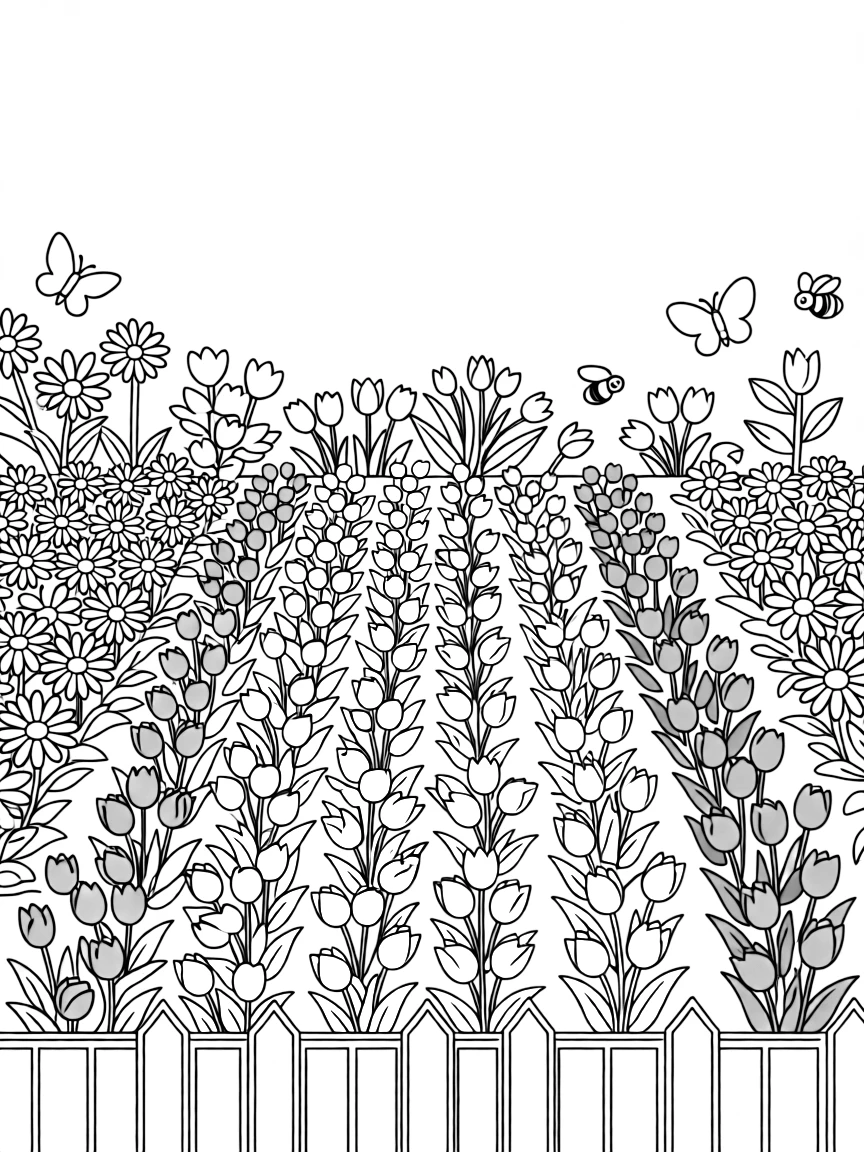 Plants arranged by color to create a rainbow garden