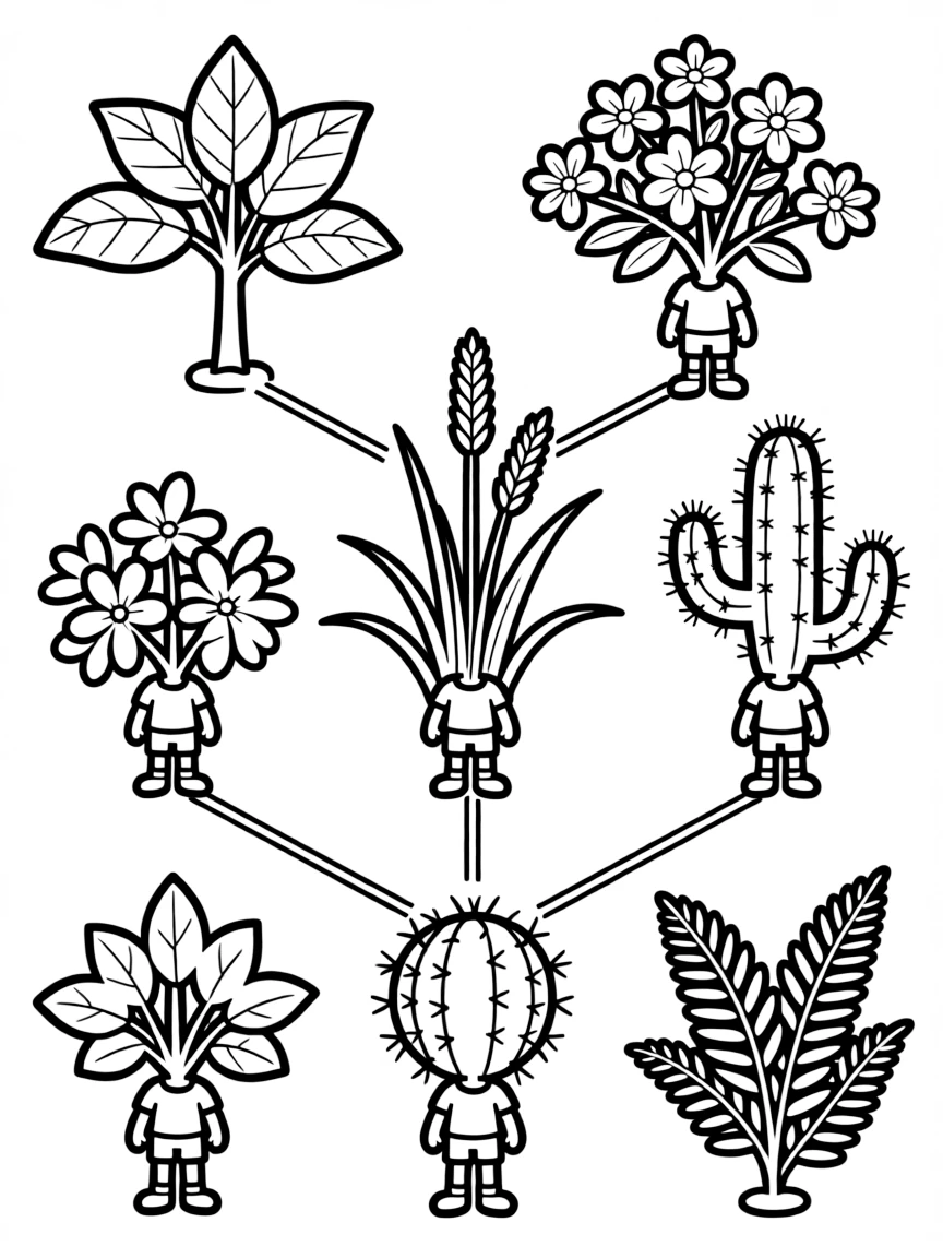 Plants arranged to show evolutionary relationships