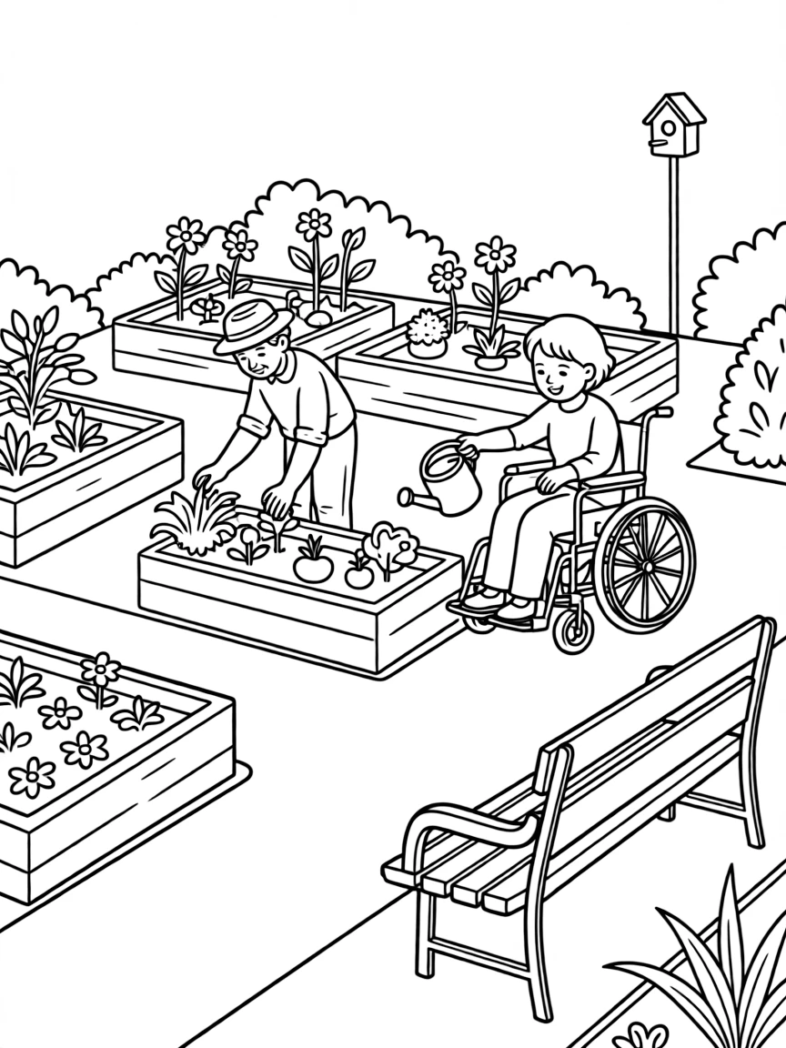 A garden designed for elderly or disabled gardeners