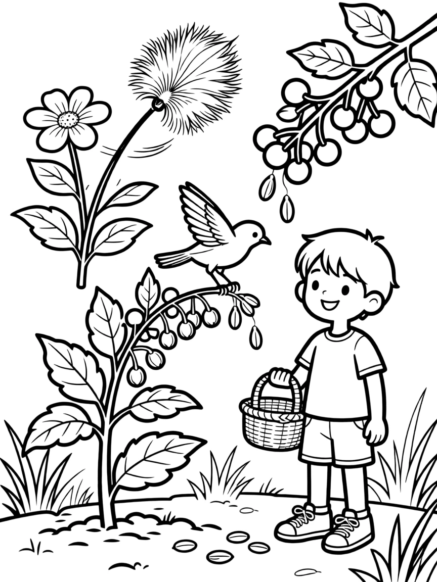 Detailed illustration of how plants spread seeds