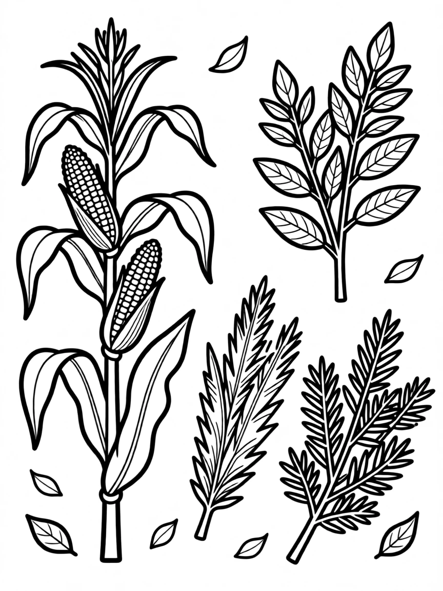 Detailed illustration of plants used in traditional ceremonies