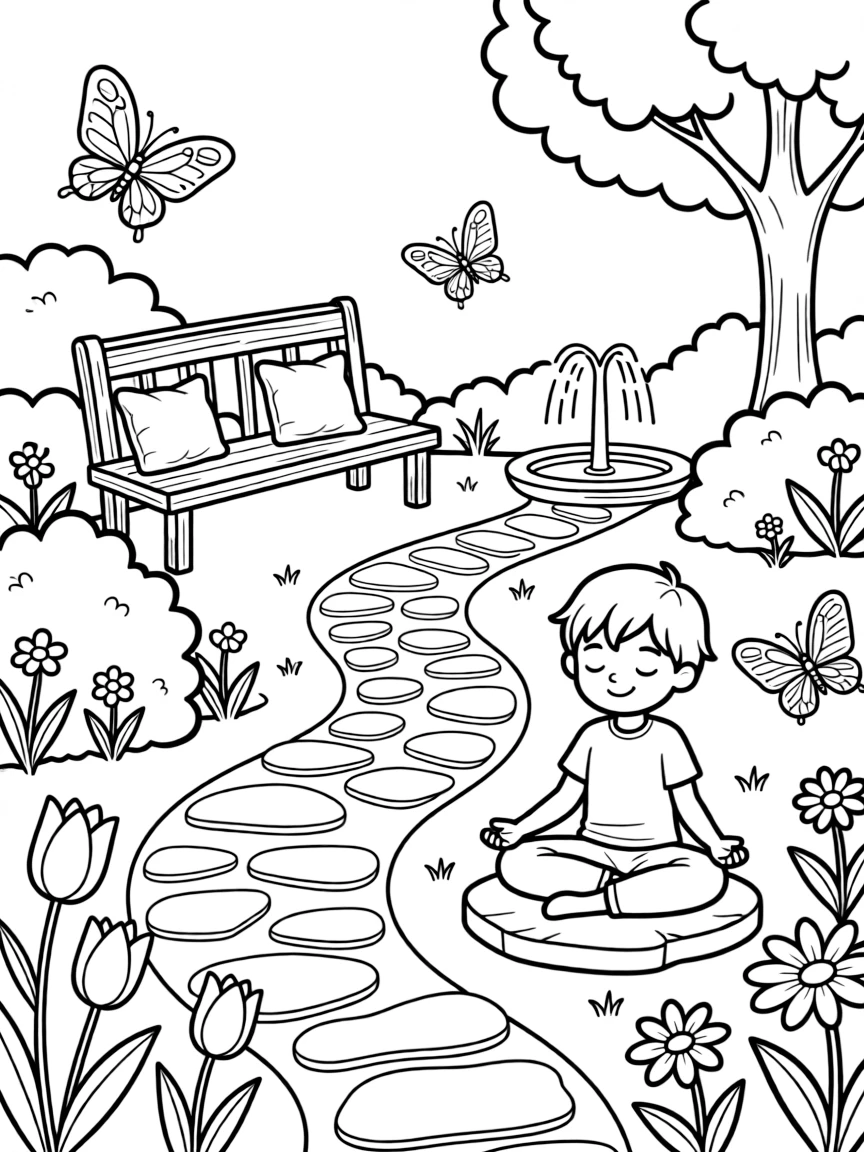A garden designed for meditation and relaxation