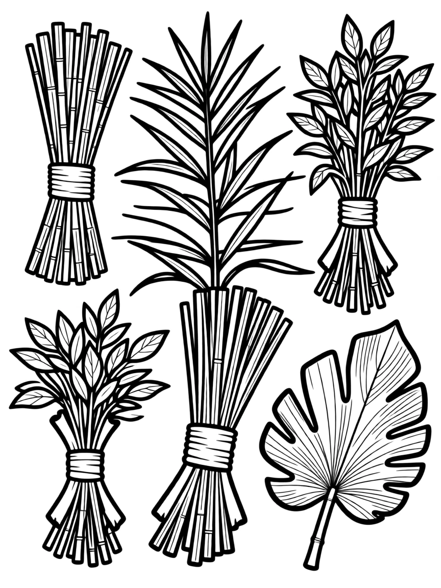 Detailed illustration of plants used for basket weaving