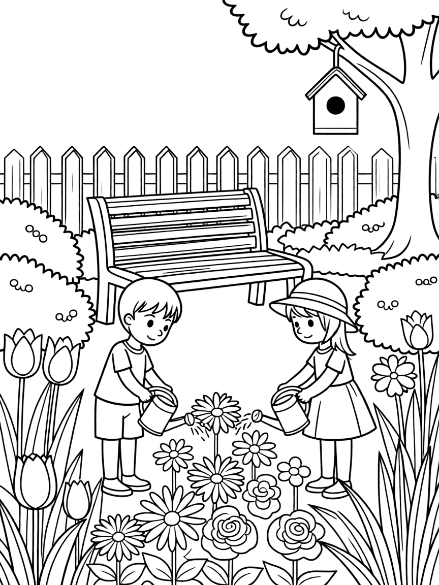 A garden designed around a specific color theme
