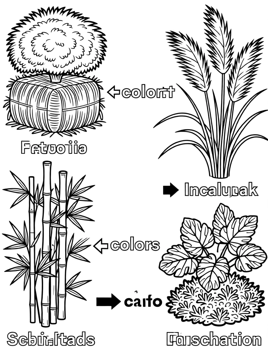 Detailed illustration of plants used for natural insulation