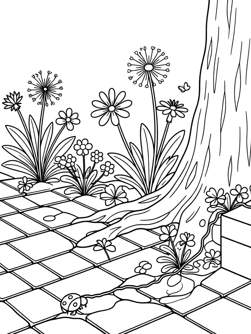 A close-up of plants growing in unexpected places