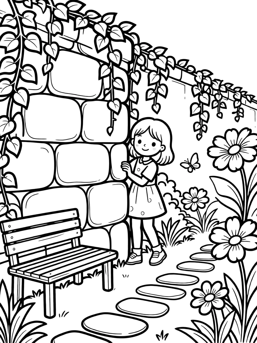 A secret garden hidden behind an ivy-covered wall