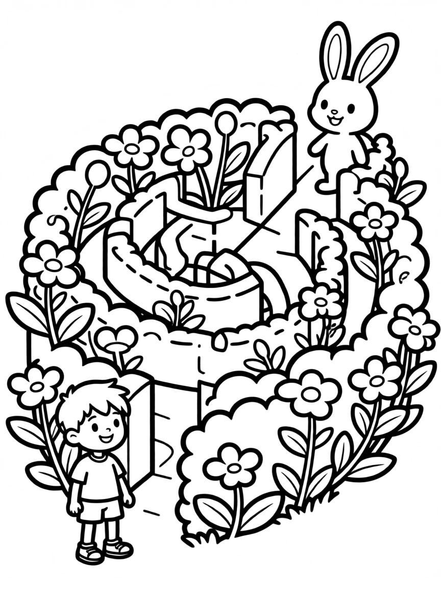 Plants arranged in a labyrinth or maze design