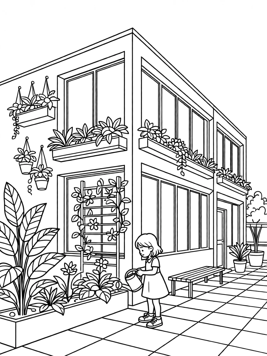 Plants integrated into modern architecture