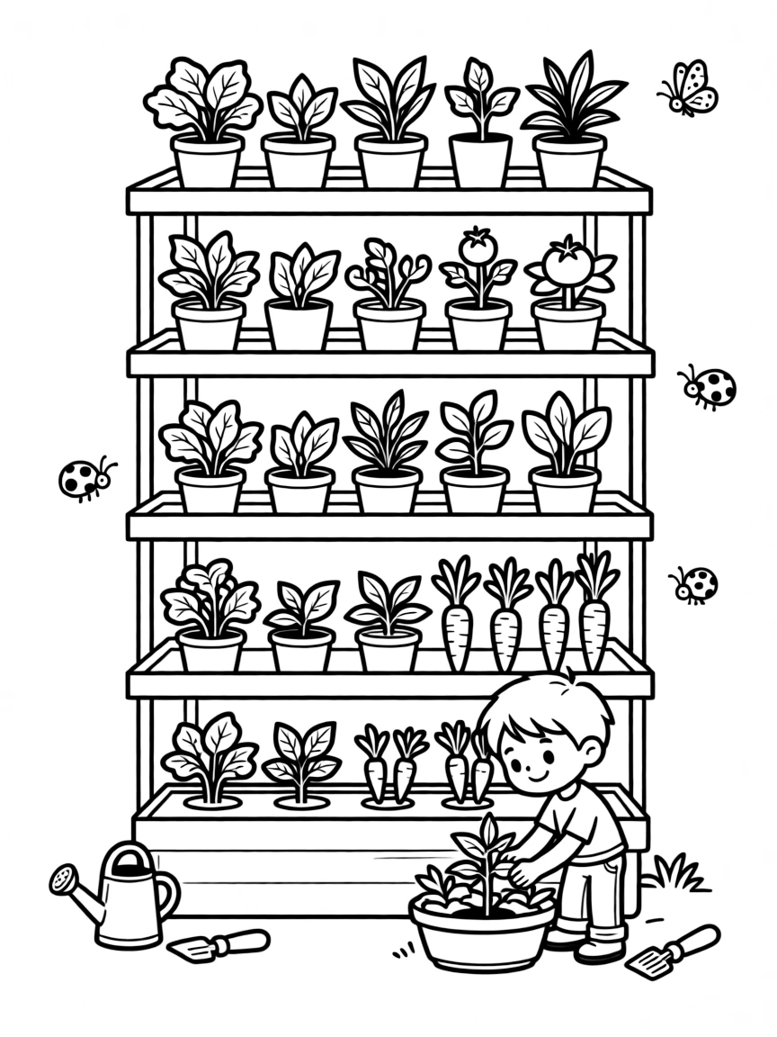 A vertical farm with layered growing systems