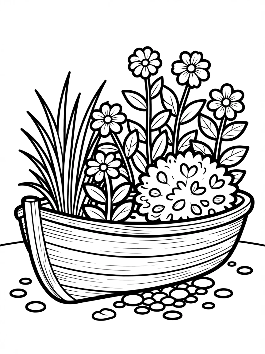 Plants growing in an old, repurposed boat