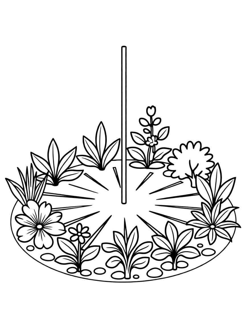 Plants arranged to create a natural sundial