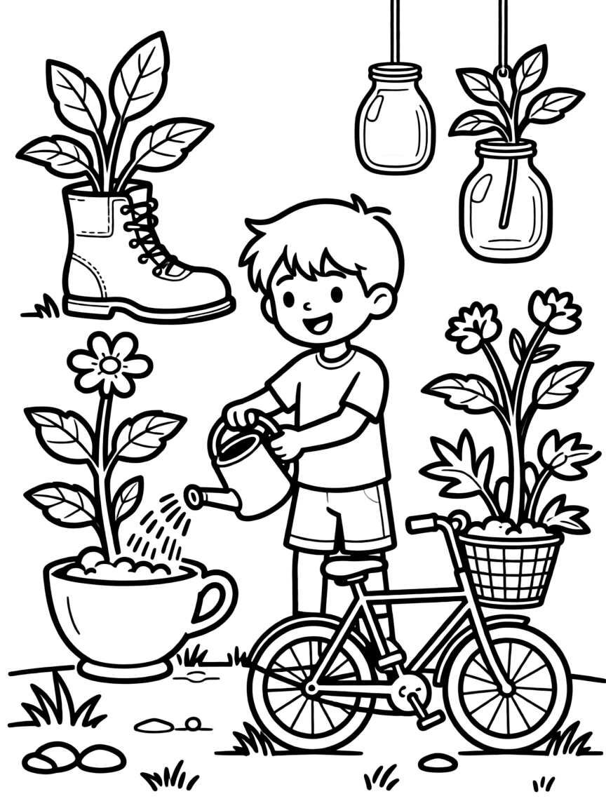 Plants growing in unusual containers or spaces