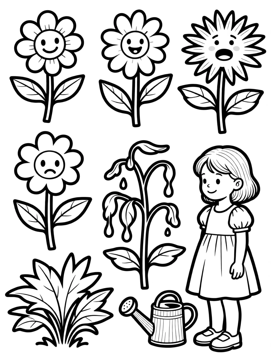 Plants arranged to represent different emotions