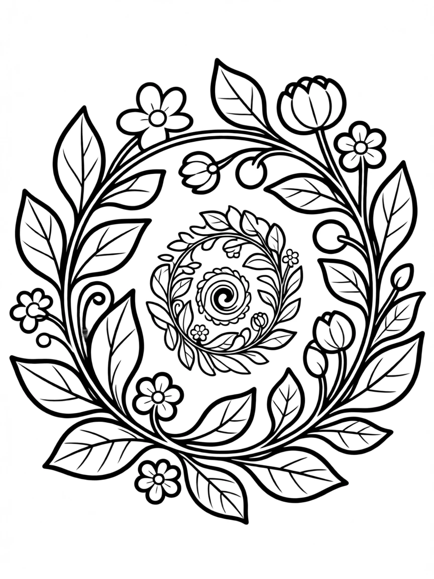Plants growing in a spiral pattern design