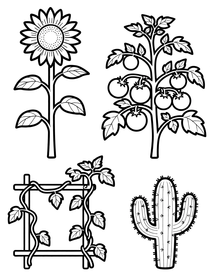 Plants arranged to show different growth habits