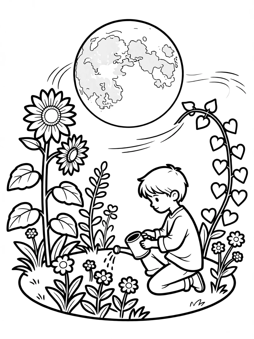 A garden showcasing plant relationships to the moon