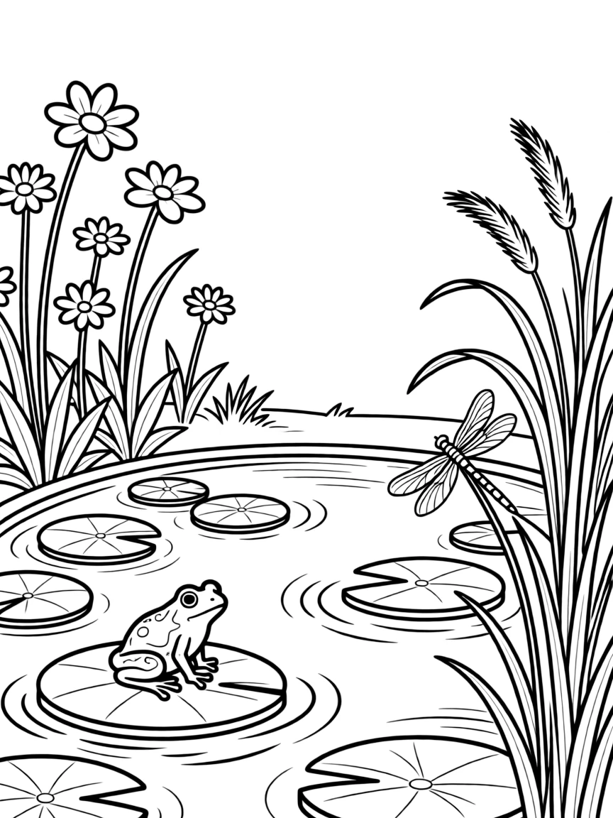 Plants growing in harmony with water features