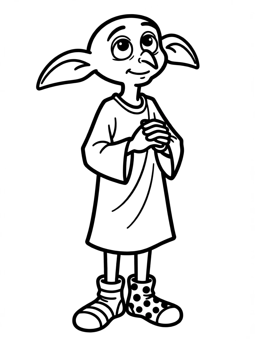 Dobby the House Elf with mismatched socks and huge grateful eyes