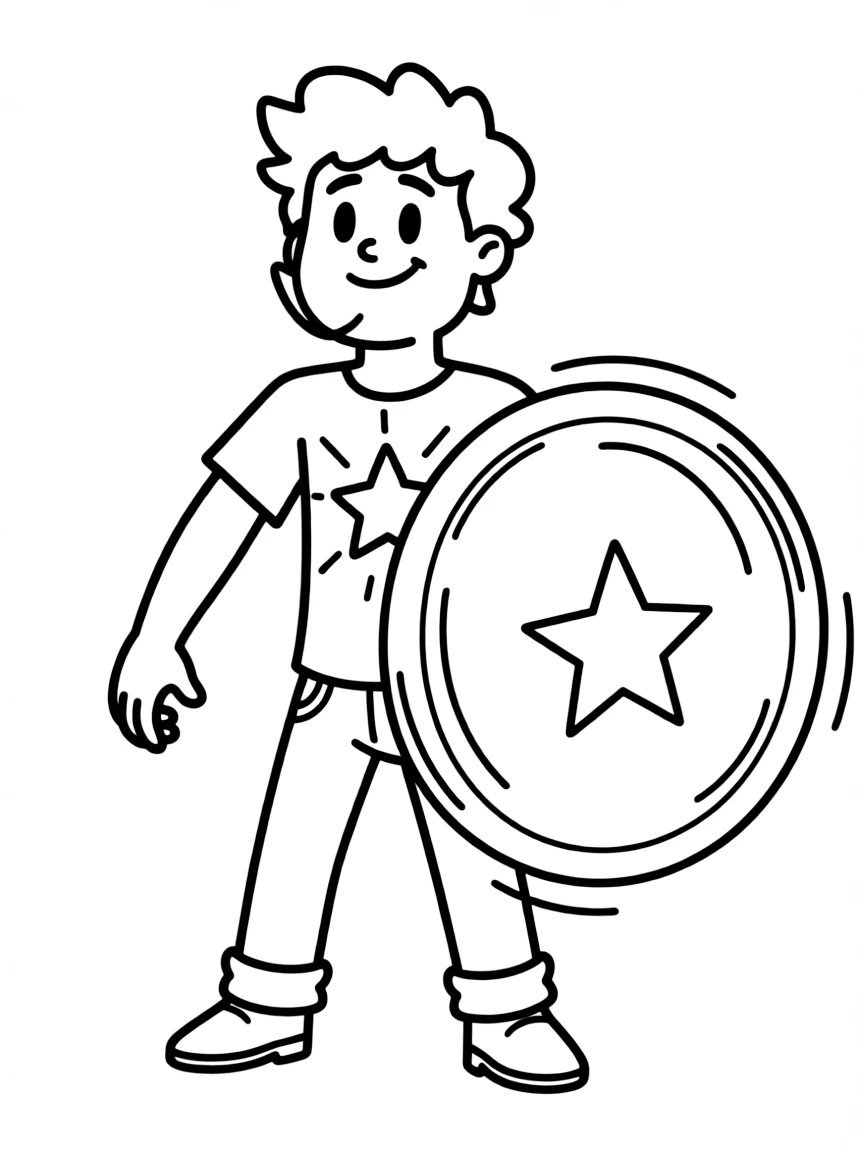 Steven Universe with his gem glowing, shield activated