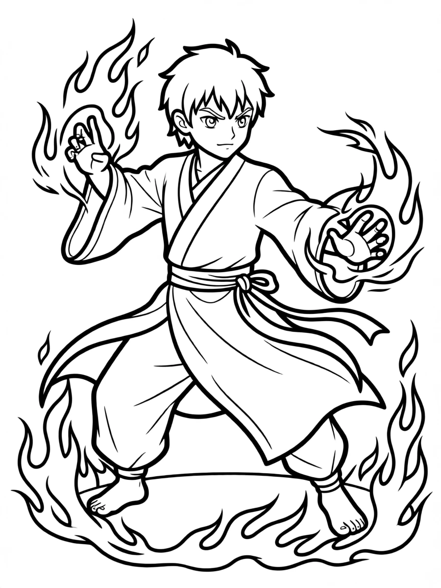 Zuko practicing his firebending with intense concentration