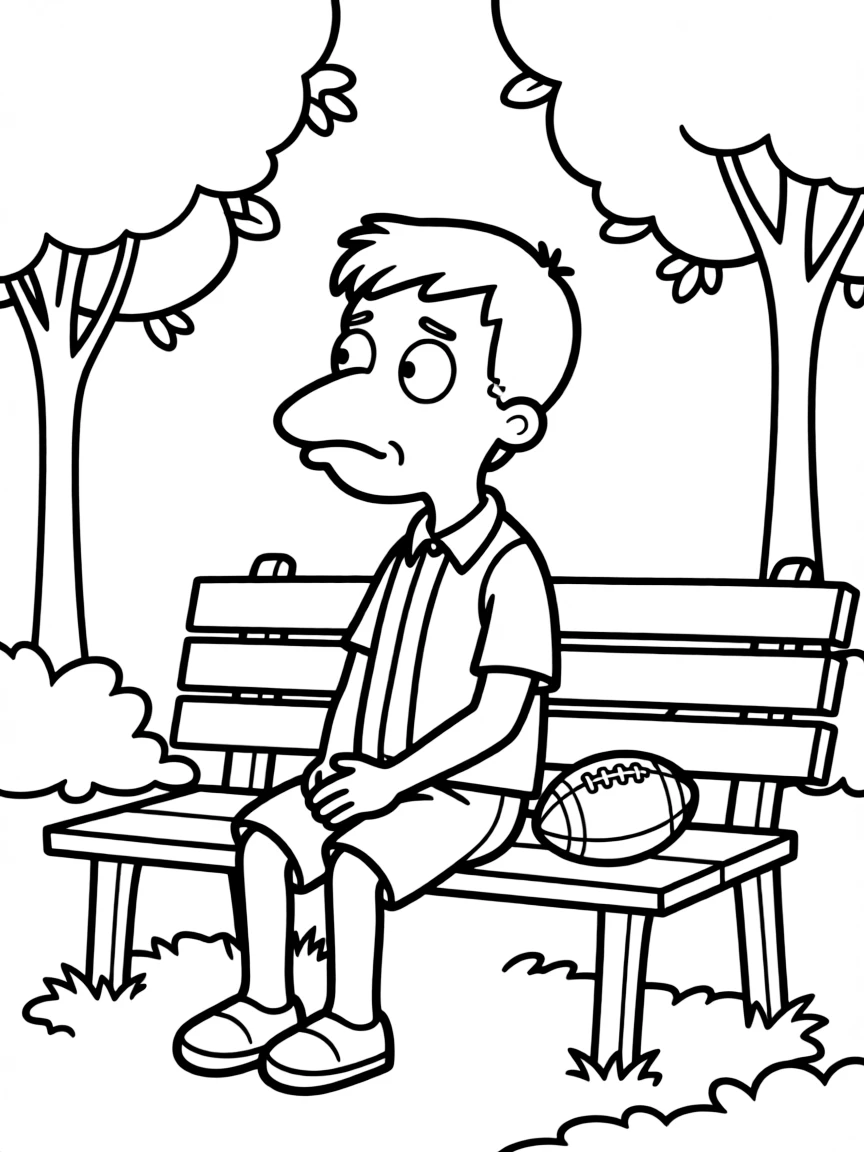 Hey Arnold with his football-shaped head contemplating life