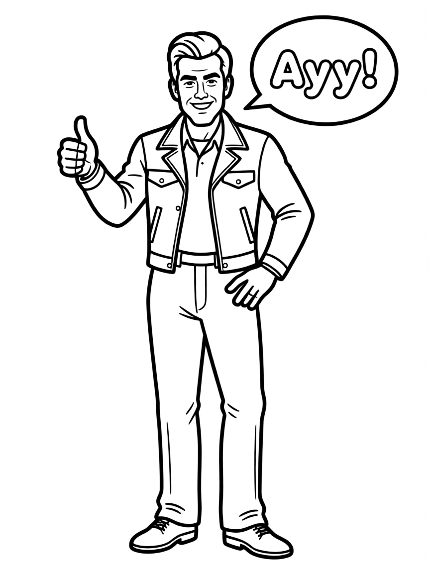 The Fonz from Happy Days with his thumbs up saying "Ayyy!"
