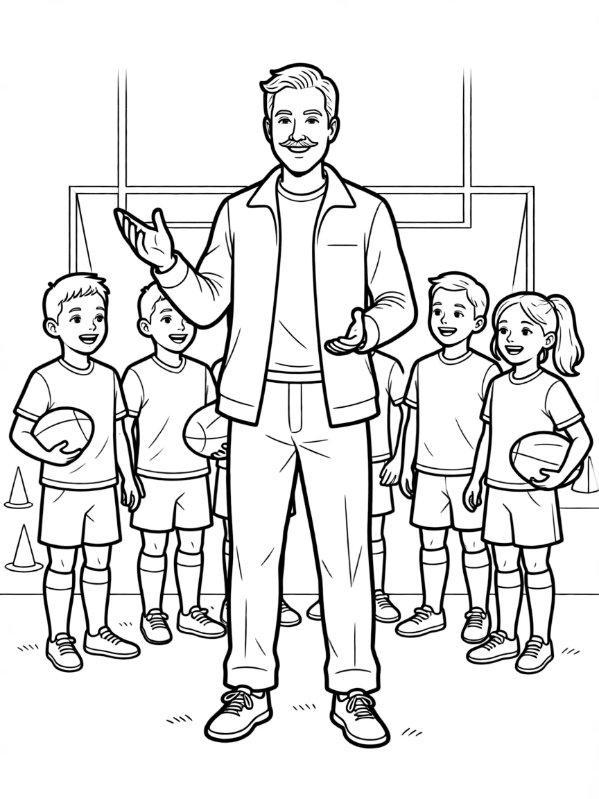 Ted Lasso giving an inspirational speech to his football team