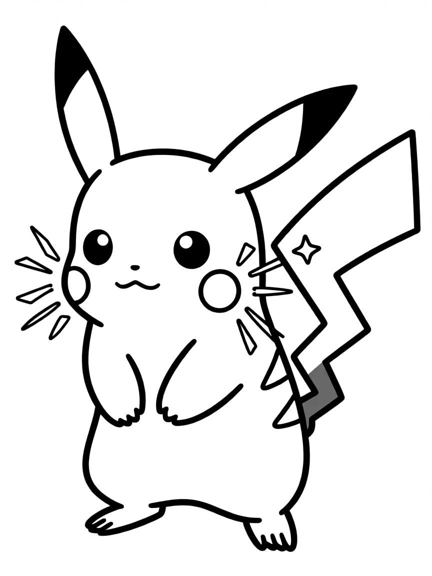 Pikachu charging up an electric attack with cheeks sparking