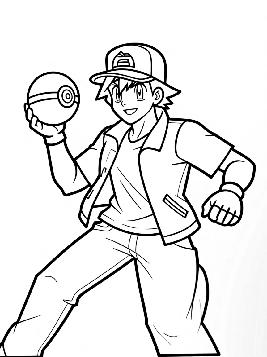 Ash Ketchum throwing a Poké Ball with determination